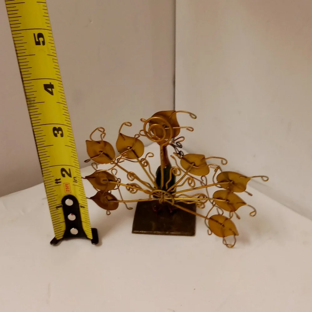 Vintage 2 Peacocks Metal Figurines Enamel Exotic, Rhinestones Safari